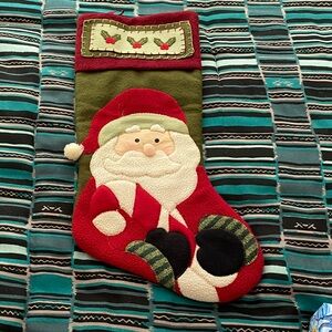 Festive Red and Green Santa Christmas Stocking
